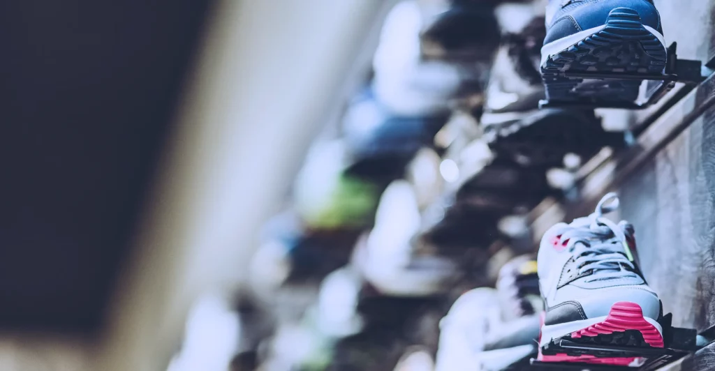 Image of sneakers in a retail store.